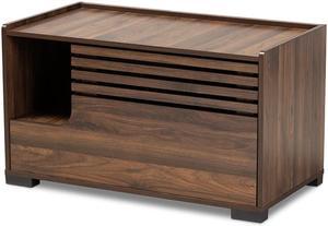 Baxton Studio Claire Modern and Contemporary Walnut Brown Finished Cat Litter Box Cover House