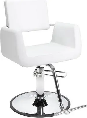 Beauty Salon Styling Chair ARON WHITE (A12) Square Wide Width Styling Chair Beauty Salon Furniture & Equipment