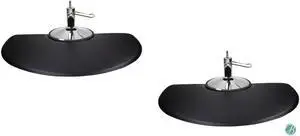 Berkeley Semi-Circle Salon Mat 3' x 5'  EXTRA-THICK (Set of 2) BLACK Anti-fatigue Mat for Salon or Barber Shop