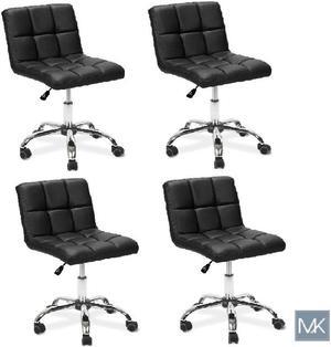MAYAKOBA SET OF 4 Nail Salon Manicurist Chair TOT-BLACK Thick Comfor Easy Glide Tall Back for Nail Technician Profesional Usage Nail Salon Furniture