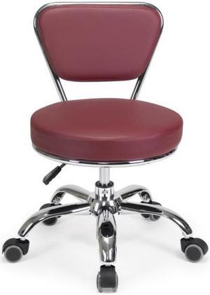 Dayton Rolling Bathroom Seat (Red) Pneumatic, Short Stool with Adjustable Height 13"-15", Perfect for Bathroom Tub Height, Paded Shower Bench with Back-support
