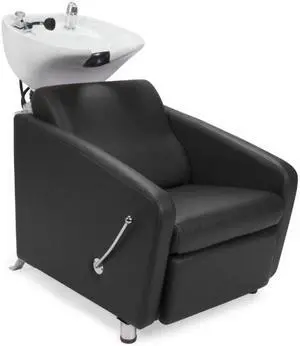 KLYNE Shampoo Backwash Unit (BLACK) with WHITE Shampoo Bowl, Adjustable Footrest and Faucet for Beauty Salon, Hair Salon