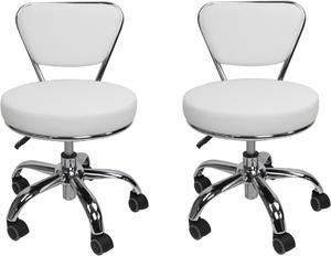 MAYAKOBA Set of 2 Salon Nail Pedicure Stool DAYTON WHITE Pneumatic Adjustable Height, Rolling Salon Furniture & Equipment