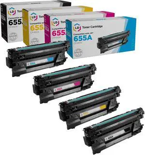 LD Products Compatible Toner Cartridge Replacements for HP 655A (CF450A Black, CF451A Cyan, CF453A Magenta, CF452A Yellow, 4-Pack)