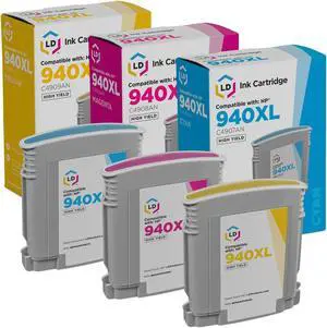 LD Products Remanufactured Ink Cartridge Replacement for HP 940XL High Yield (C4907AN Cyan, C4908AN Magenta, C4909AN Yellow, 3-Pack)