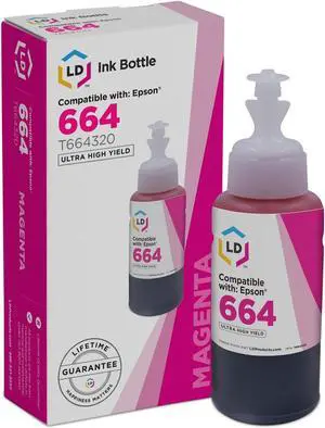 LD Products Compatible Ink Bottle Replacement for Epson 664 T664320 High Yield (Magenta) (T664320AMZ2)