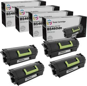 LD © Compatible Replacements for Dell 332-0131 (03YNJ) Set of 4 Extra High Yield Black Laser Toner Cartridges for use in Dell Laser B5460dn Printer