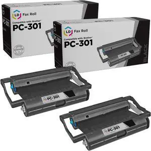 LD © Compatible Replacements for Brother PC301 Set of 2 Fax Cartridges With Roll for use in Brother FAX 885MC, Intellifax 750, 770, 775, 870MC, 885MC, and MFC-970MC Printers