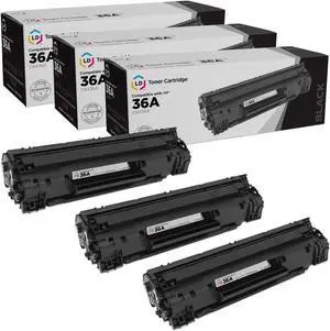 LD Products Compatible HP 36A CB436A Black Toner Cartridge 3-Pack Replacements for use in LaserJet M1522n MFP, M1522nf MFP, P1505, P1505n