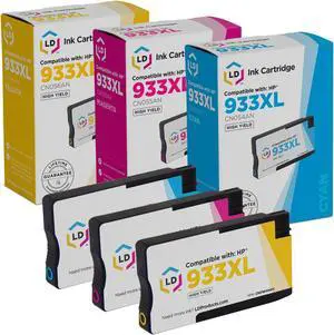 LD Products Remanufactured Ink Cartridge Replacement for HP 933XL High Yield (Cyan, Magenta, Yellow, 3-Pack)