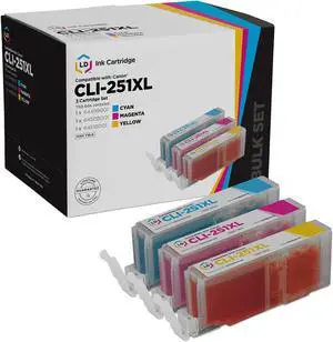 LD Compatible Ink Cartridge Replacement for Canon CLI-251XL High Yield (1 Cyan, 1 Magenta, 1 Yellow, 3-Pack) Compatible w Canon Pixma MX922 MG5420 MG6320 MX722 IP7220, MG5422, MG7120, MG5520, MG6420