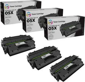 LD Products Compatible Toner Cartridge Replacements for HP 05X CE505X (Black, 3-Pack)