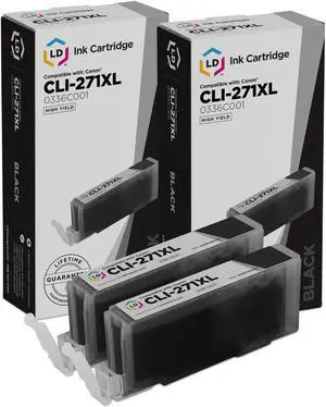 LD Products Compatible Ink Cartridge Replacement for Canon CLI-271XL 0336C001 High Yield (Black, 2-Pack)