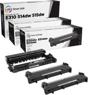 LD Products Compatible Toner and Drum Cartridge Replacements for Dell 593-BBKD and 593-BBKE (2 Toner, 1 Drum, 3 Cartridge Pack)