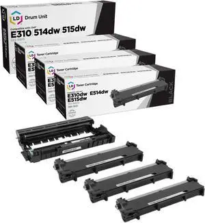 LD Products Compatible Toner & Drum Cartridge Replacements for Dell 593-BBKD & 593-BBKE (3 Toners, 1 Drum, 4 Cartridge Pack)