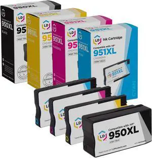 LD Products Compatible Ink Cartridge Replacements for HP 950XL & 951XL High Yield (Black, Cyan, Magenta, Yellow, 4-Pack)