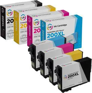 LD Products Remanufactured Replacements for Epson 200xl Ink Cartridges 200 XL High Yield (1 Black, 1 Cyan, 1 Magenta, 1 Yellow, 4-Pack)