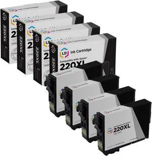 LD Products Replacement for Epson 220XL Ink Cartridges 220 XL T220XL120 High Yield (Black, 4-Pack) for XP-320, XP 420, XP-424, WorkForce WF-2630, WF-2650, WF2660, WF-2750, WF-2760 LD Products Replacement for Epson 220XL Ink Cartridges 220 XL T220XL120 High Yield (Black, 4-Pack) for XP-320, XP 420, XP-424, WorkForce WF-2630, WF-2650, WF2660, WF-2750, WF-2760