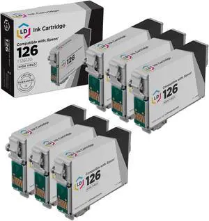 LD Products Replacement for Epson 126 Ink Cartridges T126120 T126 High Yield (Black, 6-Pack) for use in Workforce 435 520 635 645 WF-3520 WF-3530 WF-3540 WF-7010 WF-7510 LD Products Replacement for Epson 126 Ink Cartridges T126120 T126 High Yield (Black, 6-Pack) for use in Workforce 435 520 635 645 WF-3520 WF-3530 WF-3540 WF-7010 WF-7510