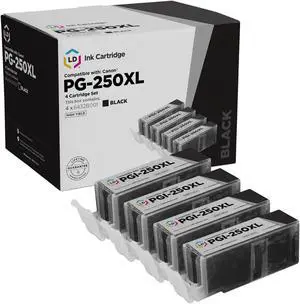 LD Products Compatible Ink Cartridge Replacement for Canon PGI-250XL 6432B001 High Yield (Pigment Black, 4-Pack)