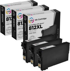 LD Products Ink Cartridge Replacements for Epson 812XL / T812XL120 High Yield Black (3-Pack) for EC-C7000, WorkForce Pro WF-7820, WF-7840