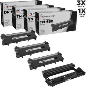 LD Products Compatible Replacement Toner and Drum for Brother 3x TN660 HY Black 1x DR630 Drum