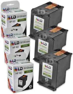 LD Products Remanufactured Compatible Ink Cartridge Replacement for HP 60 CC640WN (3 Pack - Black)