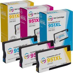 LD Products Replacement Ink Cartridges Compatible with HP 951XL High Yield (Cyan, Magenta, Yellow, 3-Pack)