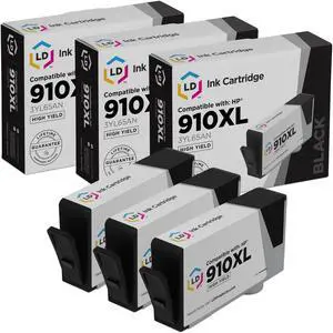 LD Products Remanufactured Ink Cartridge Replacements for HP 910XL 3YL65AN High Yield (Black, 3-Pack)
