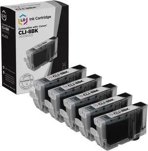 LD Products Compatible Ink Cartridge Replacement for Canon CLI8BK 0620B002 (Black, 5-Pack)