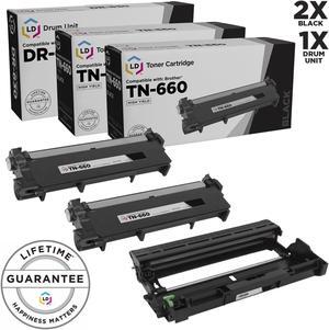 LD Products Compatible Toner Cartridge & Drum Unit Replacements for Brother TN660 High Yield & DR-630 (2 Toners, 1 Drum, 3-Pack)