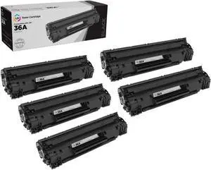 LD Compatible Replacement for HP 36A / CB436A Pack of 5 Black Toner Cartridges