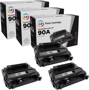 LD Products Compatible Toner Cartridge Replacement for HP 90A CE390A (Black, 3-Pack)