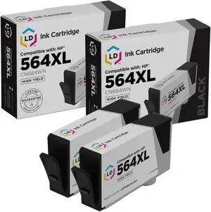 LD Products Compatible Ink Cartridge Replacement for HP 564XL CN684WN High Yield (Black, 2-Pack)