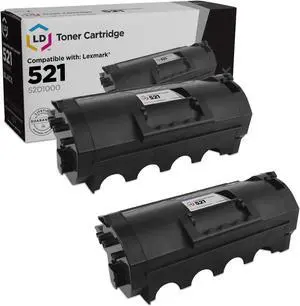 LD Products Compatible Toner Cartridge Replacements for Lexmark 521 (Black, 2-Pack)