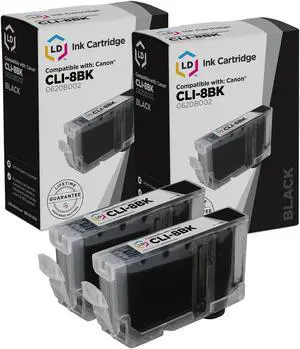 LD Products Compatible Ink Cartridge Replacement for Canon CLI8BK 0620B002 (Black, 2-Pack)