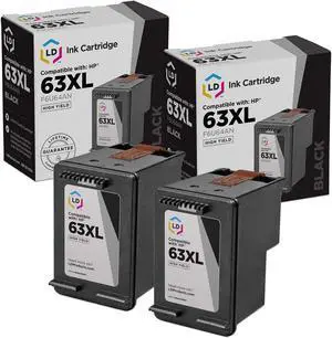 LD Products Remanufactured Ink Cartridge Replacement for HP 63XL F6U64AN High Yield (Black, 2-Pack)