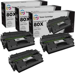 LD Products Compatible Replacement for HP 80X Toner Cartridge CF280X 80A CF280A High Yield (Black, 3-Pack) LaserJet 400 M401a, 400 M401dn, 400 M401dne, 400 M401dw, 400 M401n, 400 MFP M425dw