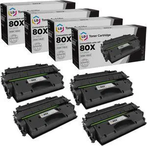 LD Products Compatible Replacement for HP 80X Toner Cartridge CF280X 80A CF280A High Yield (Black, 4-Pack) LaserJet 400 M401a, 400 M401dn, 400 M401dne, 400 M401dw, 400 M401n, 400 MFP M425dw
