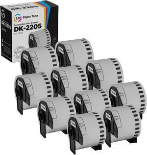 LD Products White Paper Tape Replacement for Brother DK-2205 (2.4 inch x 100 feet, White, 10-Packs) for use in P-Touch QL Label Makers