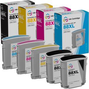 LD Products Ink Cartridge Replacement for HP 88XL High Yield (2 Black, 1 Cyan, 1 Magenta, 1 Yellow, 5-Pack)