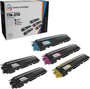 LD Products Compatible Toner Cartridge Replacement for Brother TN210 (2 Black, 1 Cyan, 1 Magenta, 1 Yellow, 5-Pack)