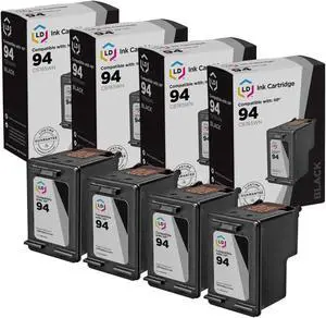 LD Products Remanufactured Ink Cartridge Replacements for HP 94 C8765WN (Black, 4-Pack)