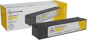 LD Products Remanufactured Ink Cartridge Replacement for HP 981Y L0R15A Extra High Yield (Yellow)