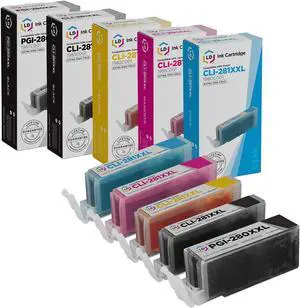 LD Products Compatible Ink Cartridge Replacements for Canon PGI-280XXL & Canon CLI-281XXL Super High Yield (1 Pigment Black, 1 Black, 1 Cyan, 1 Magenta, 1 Yellow, 5-Pack)