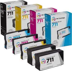 LD Products Ink Cartridge Replacement for HP 711 (2 Black, 1 Cyan, 1 Magenta, 1 Yellow, 5-Pack) for use in DesignJet: T120, T125, T130, T520, T525 24In, T525 36In, T530 24In, T530 36In LD Products Ink Cartridge Replacement for HP 711 (2 Black, 1 Cyan, 1 Magenta, 1 Yellow, 5-Pack) for use in DesignJet: T120, T125, T130, T520, T525 24In, T525 36In, T530 24In, T530 36In