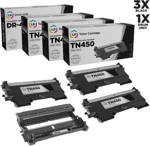 LD Products Compatible Set 4pk for Brother : 3 Black TN450 Cartridge 1 DR420 Drum NEW