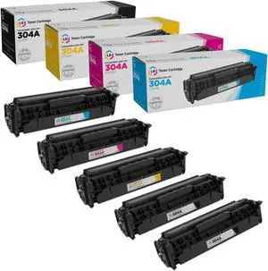 LD Toner Cartridge Replacements for HP 304A (2 Black, 1 Cyan, 1 Magenta, 1 Yellow 5-Pack)