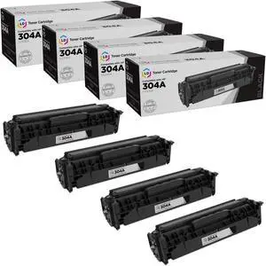 LD Products Remanufactured Toner Cartridge Replacements for HP 304A CC530A (Black, 4-Pack)