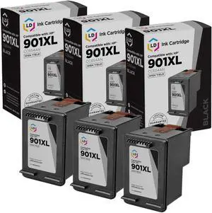 LD Products Remanufactured Ink Cartridge Replacement for HP 901 CC653AN (Black, 3-Pack)